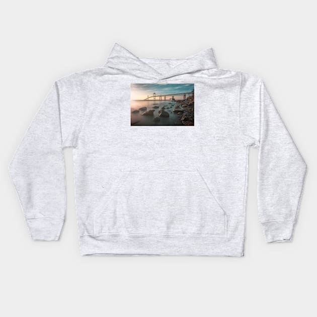 Newport Claiborne Pell Bridge Kids Hoodie by jswolfphoto